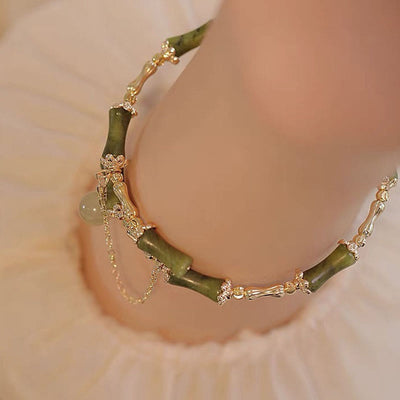 Buddha Stones Bamboo Jade Pattern Luck Bracelet Bangle Bracelet Bangle BS 3