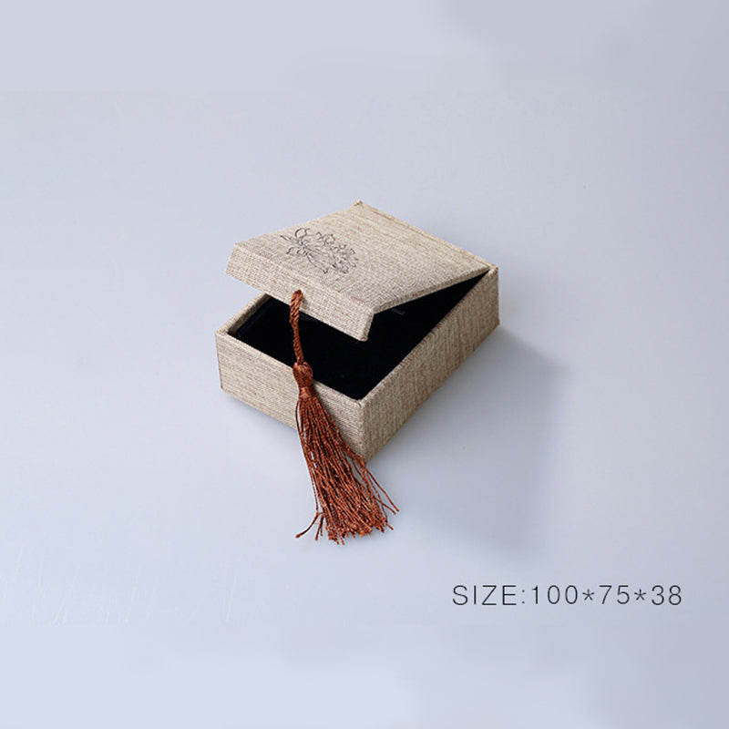 Buddha Stones Lotus Pattern Jewelry Storage Box Gift Box Tassels Decorations BS 5
