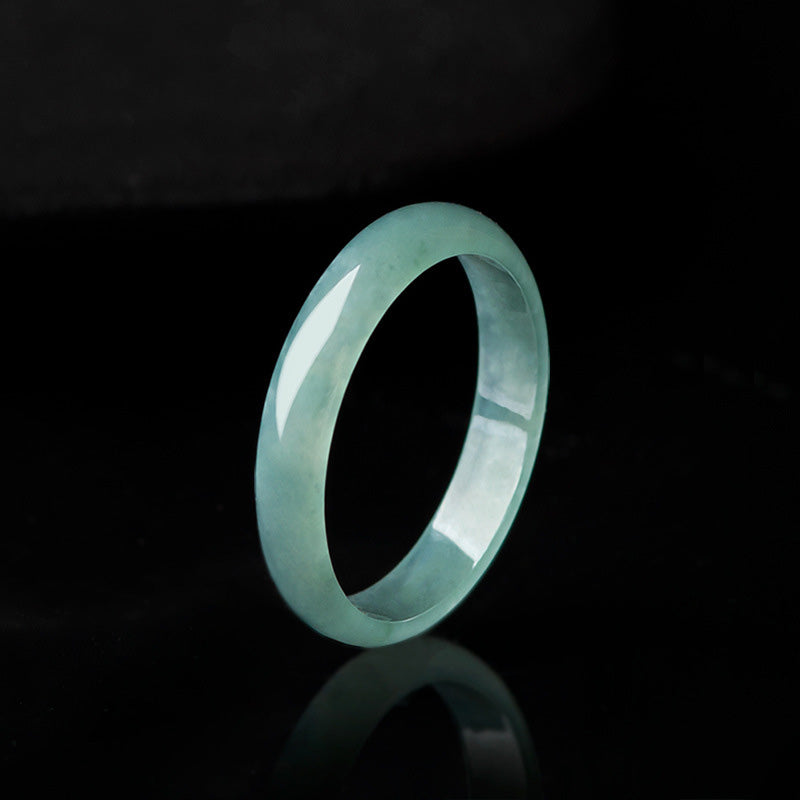 Buddha Stones Natural Jade Prosperity Protection Ring Ring BS 9