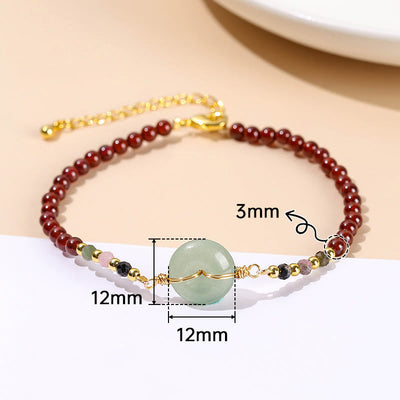 Buddha Stones Natural Garnet Peace Buckle Bead Calm Bracelet Bracelet BS 9