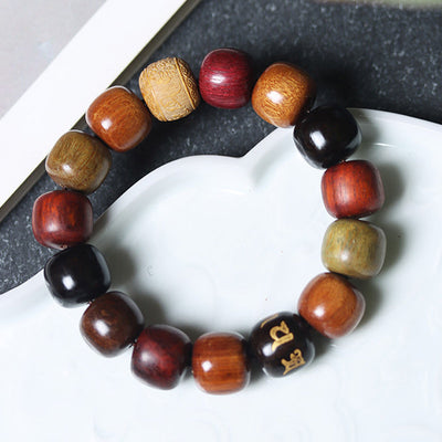 Buddha Stones Tibet Various Wood Om Mani Padme Hum Purity Bracelet Bracelet BS 2