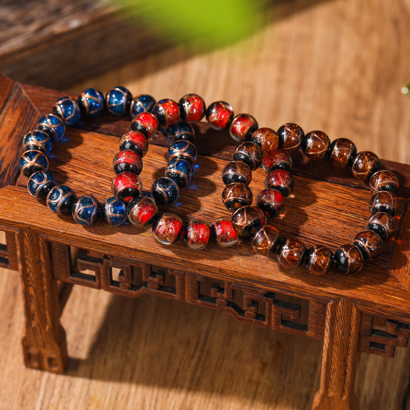 Buddha Stones Tibetan Classic Liuli Glass Bead Luck Wealth Bracelet - image 1