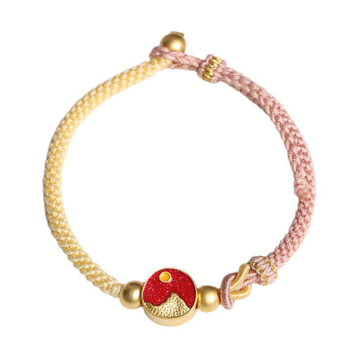 Buddha Stones Handmade Mountain and Sea Engraved Luck Two-Color String Couple Bracelet Bracelet BS 9
