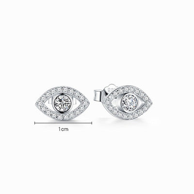 Foviel 925 Sterling Silver Evil Eye Symbol Protection Stud Earrings