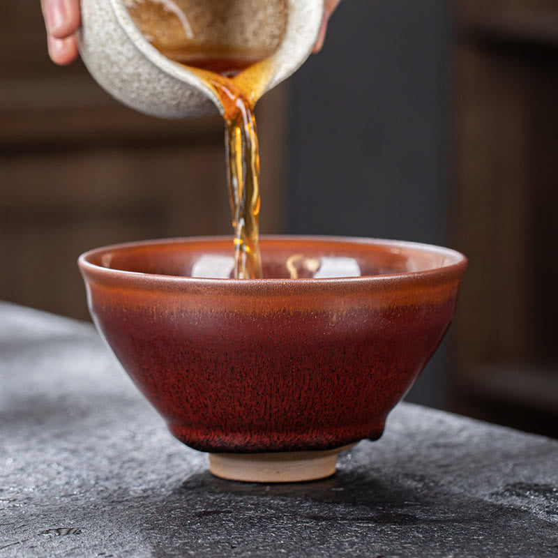 Buddha Stones Vintage Red Brown Chinese Jianzhan Porcelain Teacup Kung Fu Tea Cup Jian Zhan Tea Cup BS 4
