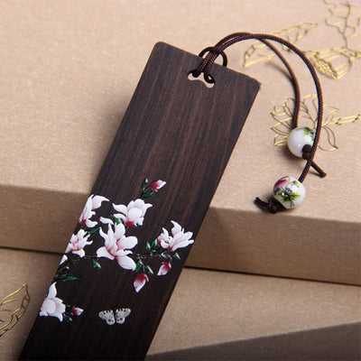 Buddha Stones Butterfly Flower Ebony Wood Bookmarks With Gift Box Bookmarks BS 1