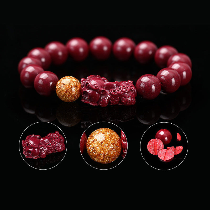 Bracelet calme Pixiu en cinabre tibétain Foviel