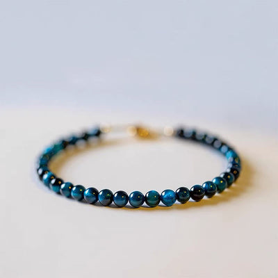 Foviel Natural Blue Tiger Eye Stone Protection Chain Bracelet