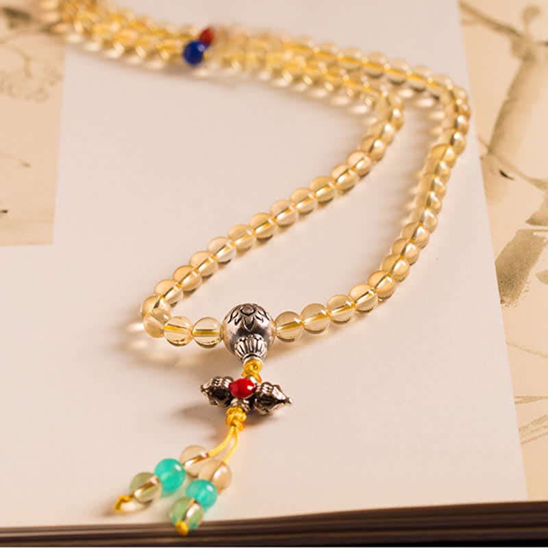 925 Sterling Silver 108 Mala Beads Natural Citrine Red Agate Amber Pleasure Charm Bracelet Mala Bracelet BS 21