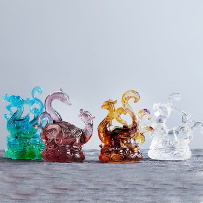 Buddha Stones Feng Shui Four Symbols Azure Dragon Handmade Liuli Crystal Art Piece Home Office Decoration Decorations BS 2