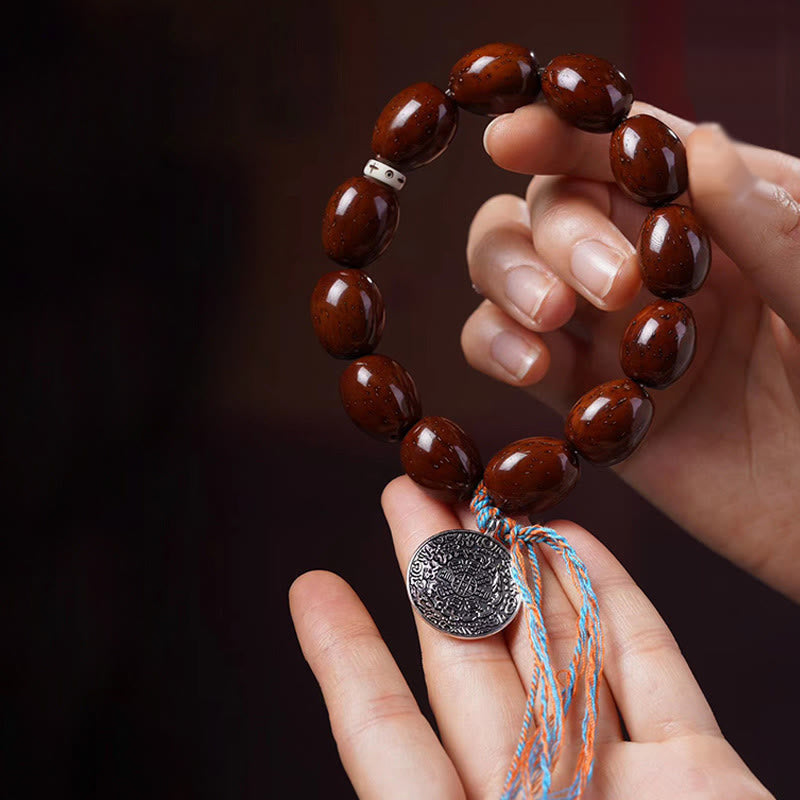 Buddha Stones Tibetan Natural Purple Gold Rat OM Chinese Zodiac Nine Palaces Eight Diagrams Charm Wealth Bracelet Bracelet BS 1