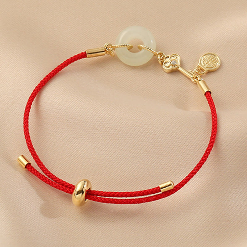 FREE Today: Attract Good Luck Hetian Jade Peace Buckle Red Rope Fortune Bracelet FREE FREE 5