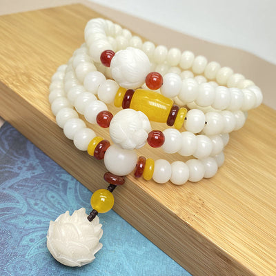 Bracelet de protection Mala Foviel en graines de lotus Bodhi, 108 perles