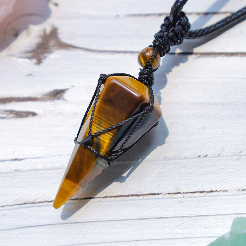 Buddha Stones Natural Stone Pointed Pendant Necklace Necklaces & Pendants BS 3