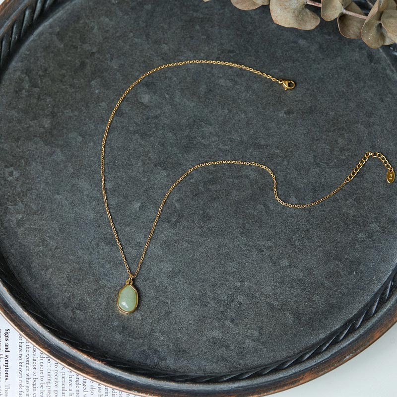 Foviel Natural Green Aventurine Amethyst Rose Quartz Blessing Necklace Pendant