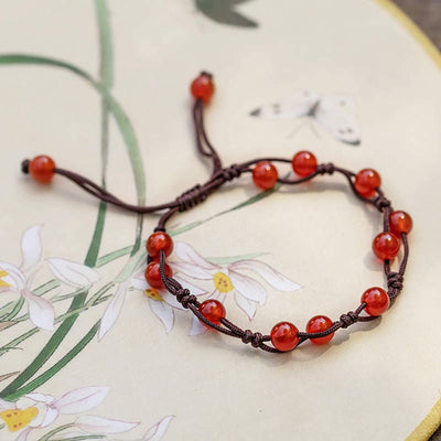Bracelet calme Foviel en agate rouge, agate mousse et cinabre