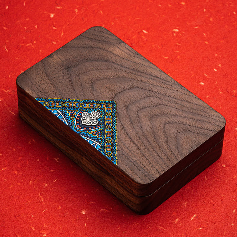 Buddha Stones Vintage Handmade Black Walnut Wood Jewelry Storage Box Wooden Gift Box Jewelry Storage Box BS 1