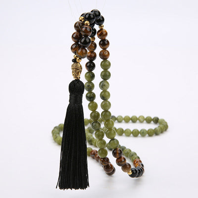 Buddha Stones Tibetan Green Jasper Protection Mala Bracelet Mala Bracelet BS 2