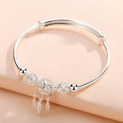 Buddha Stones Tibetan White Copper Blessing Dream Catcher Charm Bracelet Bracelet BS 9