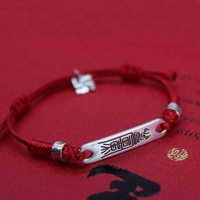 Foviel 925 Sterling Silber rote Schnur Glück Stärke Braid Armband