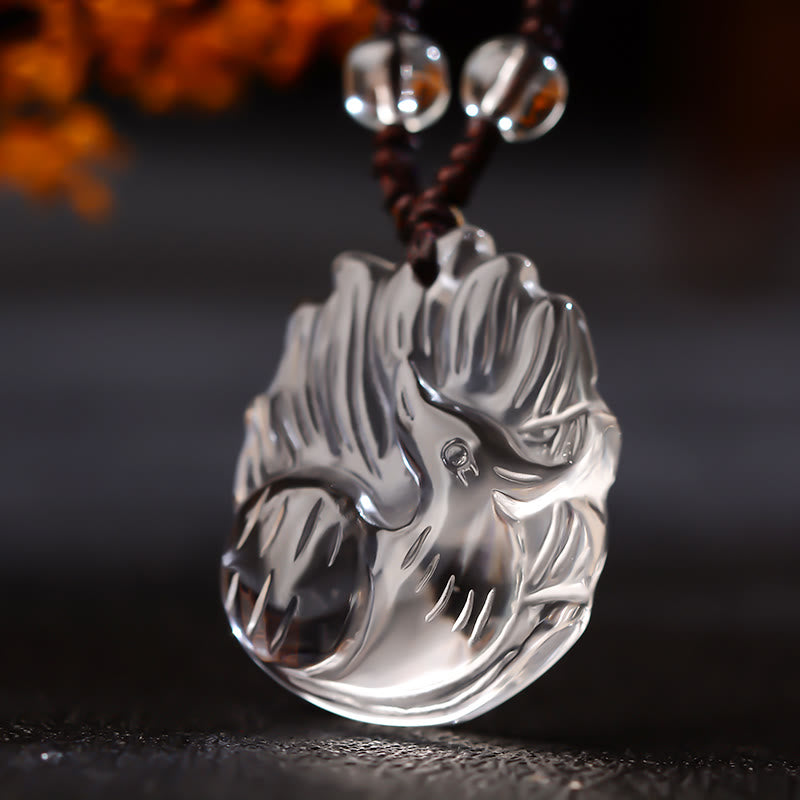 Buddha Stones Natural Amethyst White Crystal Citrine Nine Tailed Fox Luck Necklace Pendant Necklaces & Pendants BS White Crystal(Protection♥Healing) Fox
