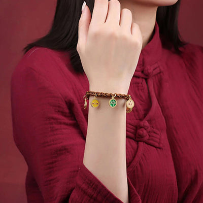 Buddha Stones Tibetan Five God Of Wealth Thangka Luck Braid String Bracelet Bracelet BS 4