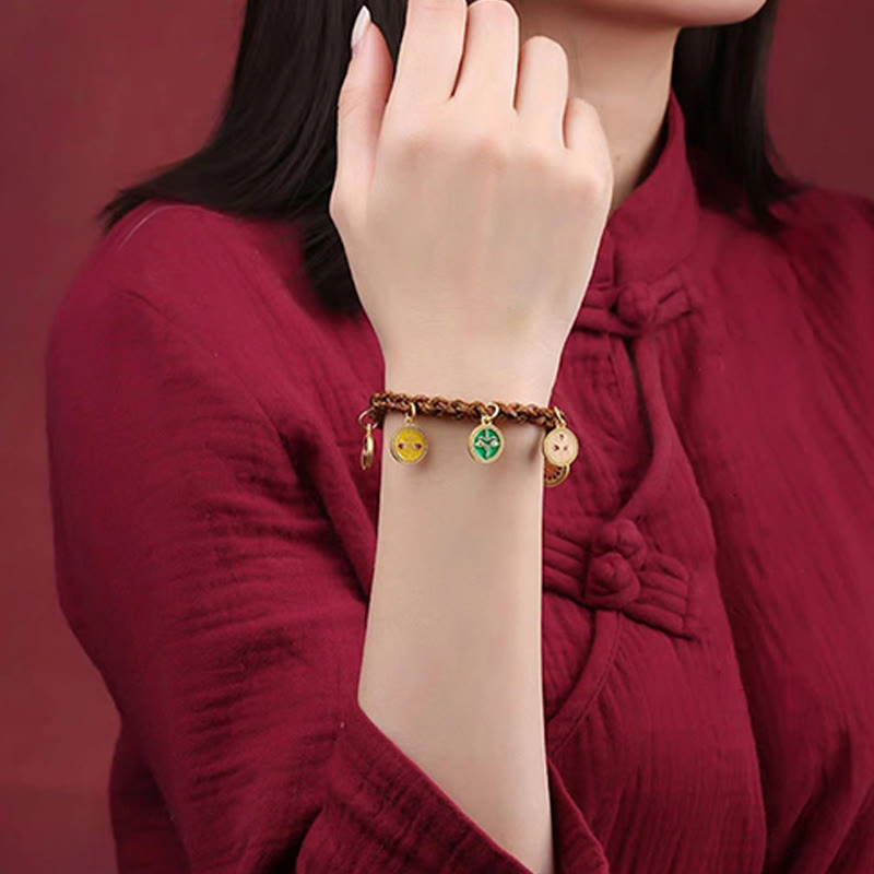 Buddha Stones Tibetan Five God Of Wealth Thangka Luck Braid String Bracelet Bracelet BS 4