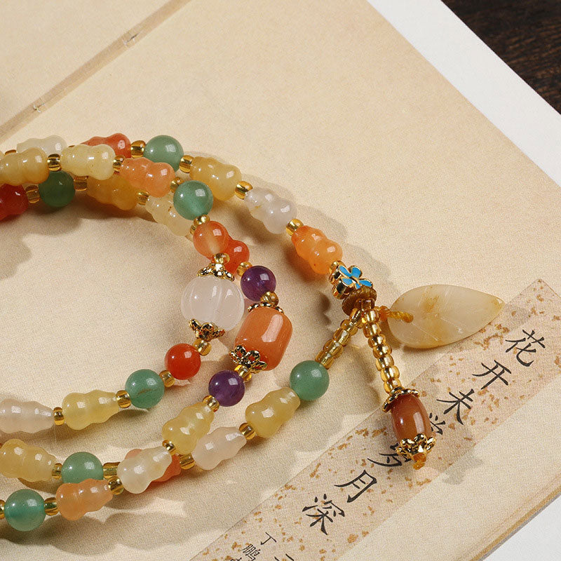 Buddha Stones Golden Silk Jade Gourd Wealth Bracelet Bracelet BS 4