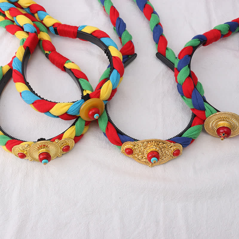 Buddha Stones Tibetan Colorful Tassel Beads Hair Decoration Hair Accessories Decorations BS main