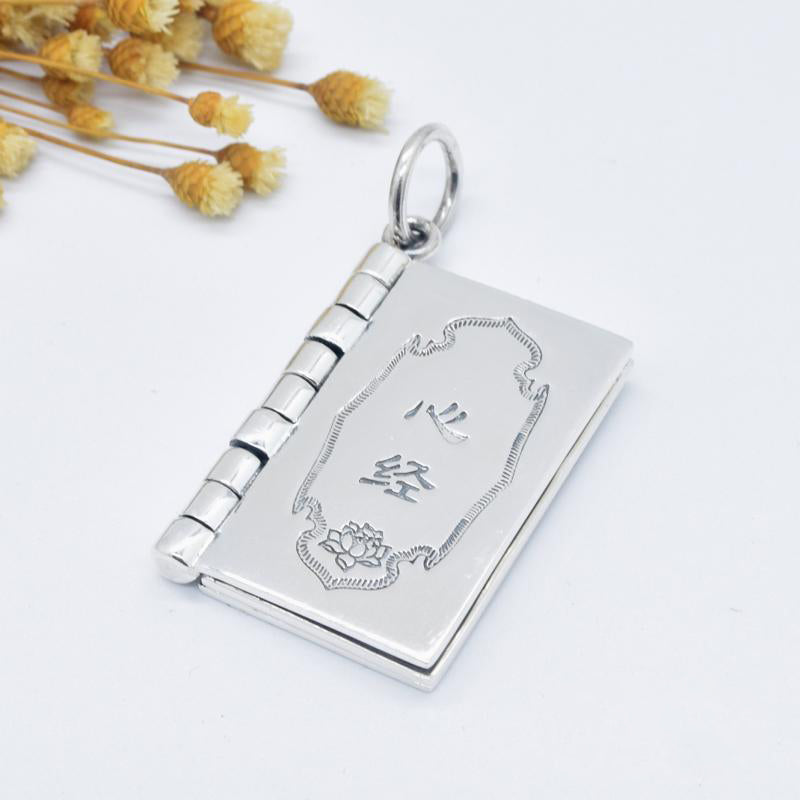 Foviel 990 Sterling Silber Herz Sutra Großes Mitgefühl Shurangama Mantra Lotus Vajra Friedens Halskette Anhänger