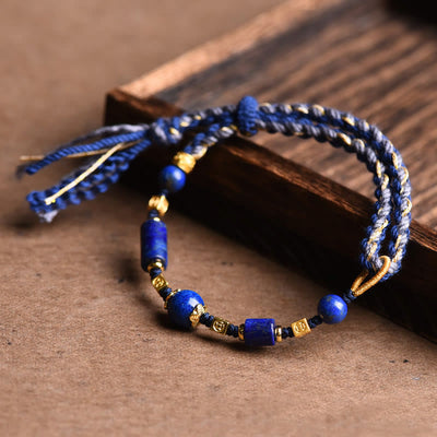 Buddha Stones Handmade Natural Lazurite Bead Positive Rope Bracelet - image 0