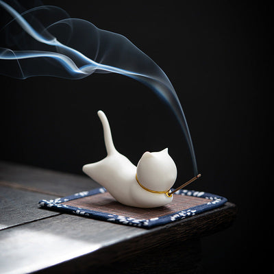 Lovely Cat Panda Ceramic Blessing Incense Burner Decoration Incense Burner BS main