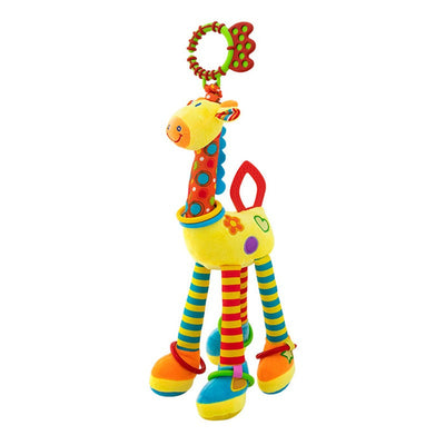 Hochet de dentition en peluche Fidtoy Girafe pour bébés – Hochet sensoriel froissé pour bébé avec anneau de dentition et attache