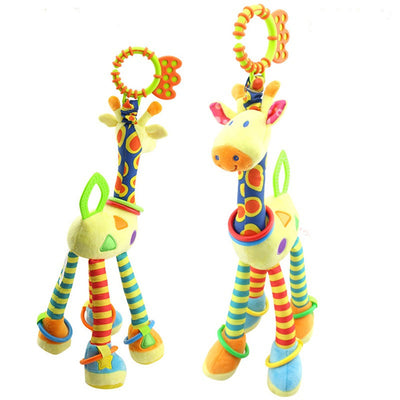 Hochet de dentition en peluche Fidtoy Girafe pour bébés – Hochet sensoriel froissé pour bébé avec anneau de dentition et attache