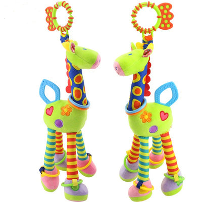 Hochet de dentition en peluche Fidtoy Girafe pour bébés – Hochet sensoriel froissé pour bébé avec anneau de dentition et attache