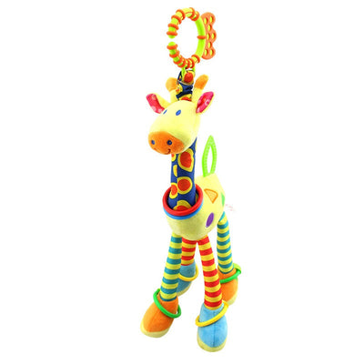 Hochet de dentition en peluche Fidtoy Girafe pour bébés – Hochet sensoriel froissé pour bébé avec anneau de dentition et attache