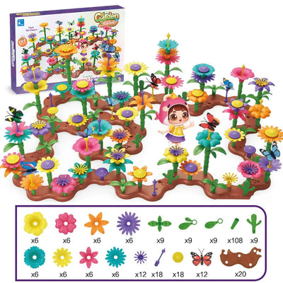 Fidtoy Flower Garden Building Toy Set for Kids 272 PCS Creative STEM Construction Flowers Toy