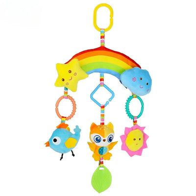 Fidtoy Baby Stroller Hanging Toy Plush Animal Sensory Rattle for Car Seat Crib and Infant Travel Play