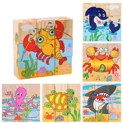 Cubo de rompecabezas de madera para niños
