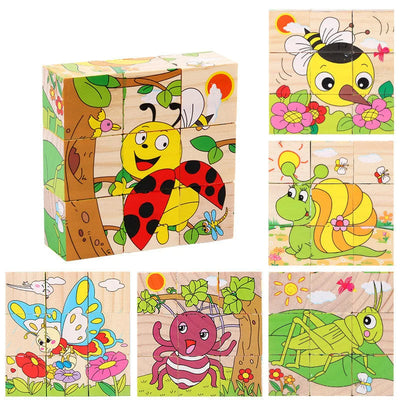Cubo de rompecabezas de madera para niños