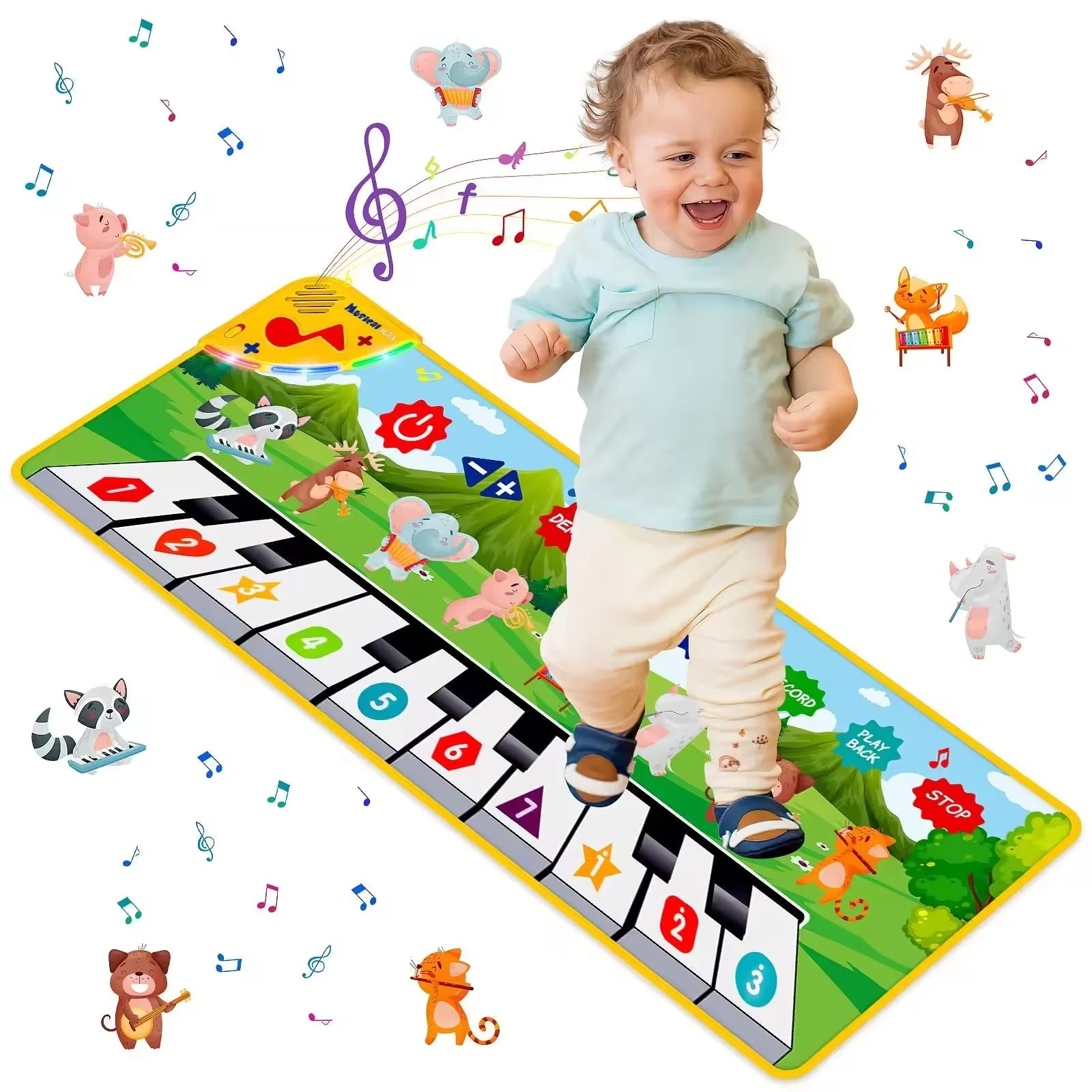 Fidtoy Musical Piano Mat for Babies and Toddlers – Interactive Floor Play Mat with Lights and Sounds