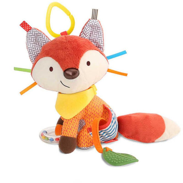 Fidtoy Plush Baby Teether Toy with Rattle – Soft Sensory Activity Toy for Infant Teething, Stroller Play, and Travel