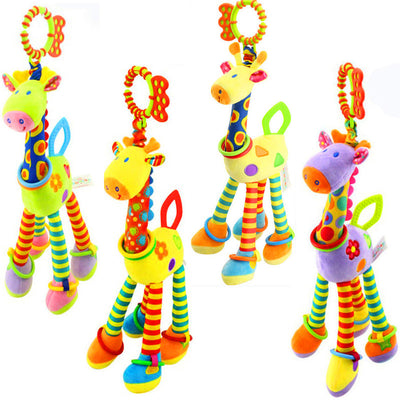 Hochet de dentition en peluche Fidtoy Girafe pour bébés – Hochet sensoriel froissé pour bébé avec anneau de dentition et attache