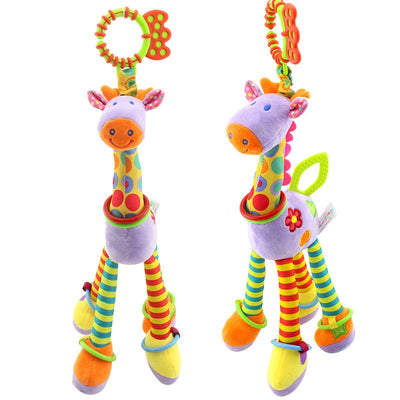 Hochet de dentition en peluche Fidtoy Girafe pour bébés – Hochet sensoriel froissé pour bébé avec anneau de dentition et attache