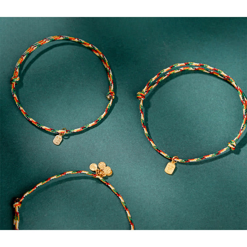 Buddha Stones Auspicious Fu Character Peace And Joy Luck Handmade Multicolored Child Adult Bracelet Bracelet BS 14