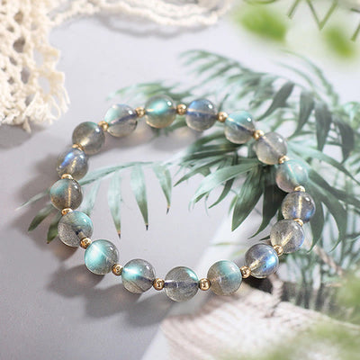 Buddha Stones 14k Gold Plated Natural Moonstone Healing Love Bracelet Bracelet BS 7