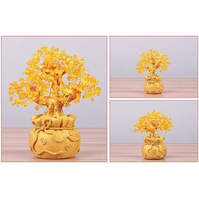 Arbre à monnaie en citrine naturelle Foviel – Ornement en pierres précieuses Feng Shui pour la prospérité