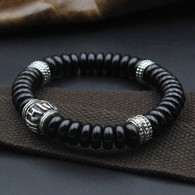 Buddha Stones Natural Tibetan Coconut Shell Om Mani Padme Hum Positive Bracelet Bracelet BS 5