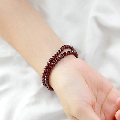 Buddha Stones 14K Gold Plated Natural Garnet Strawberry Quartz Stability Double Wrap Bracelet Bracelet BS 10