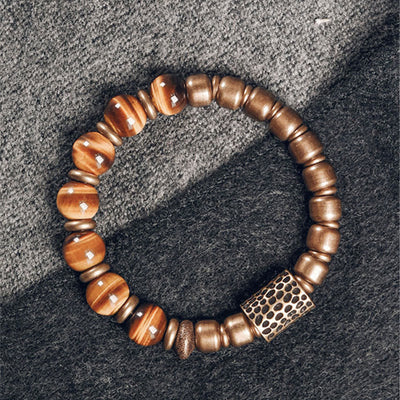 Buddha Stones Tiger Eye Stone Copper Protection Bracelet Bracelet BS 1